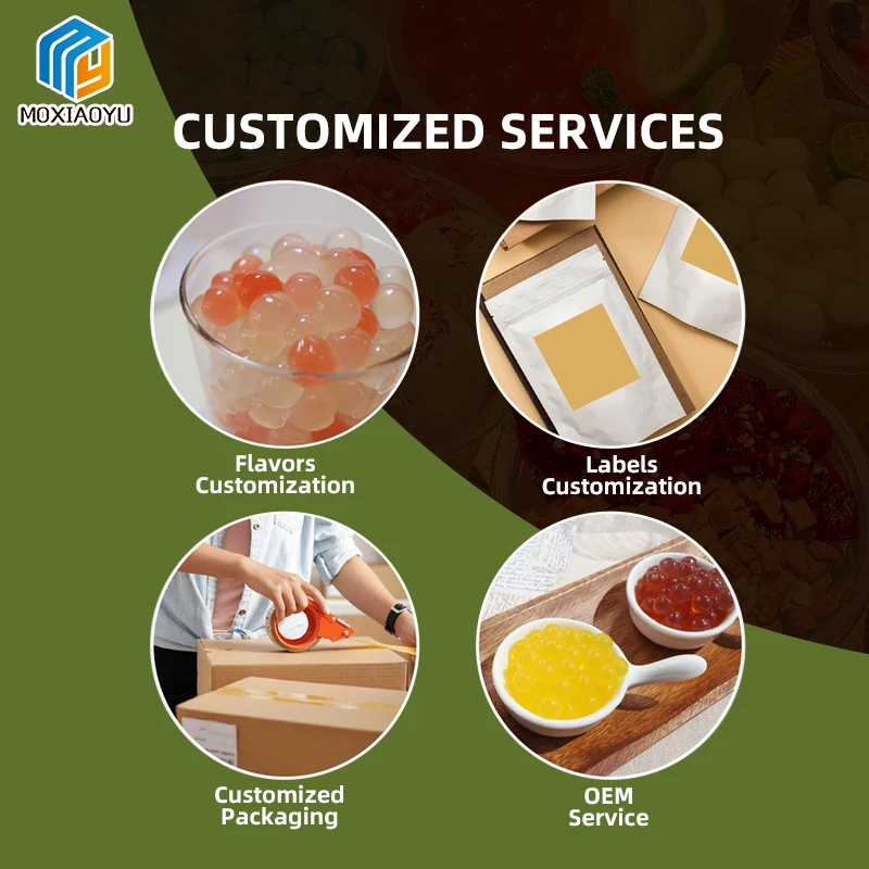 Moxiaoyu Organic Customized Fruit Flavors Konjac Jelly Popping Boba Instant Bubble Tea Ingredients Konjac Boba Pearls