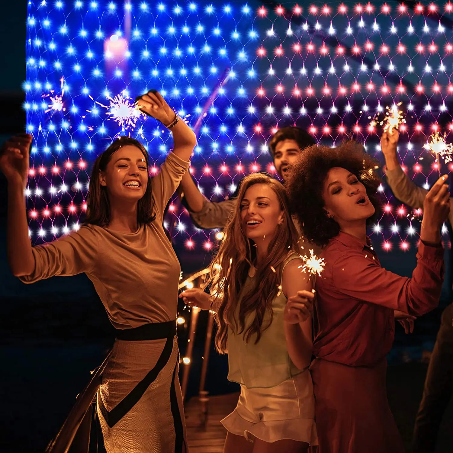 Wholesale New Trends Hanging 1m*2mLed Matrix For Outdoor Decorative American Flag Lights Wedding Party courtyard