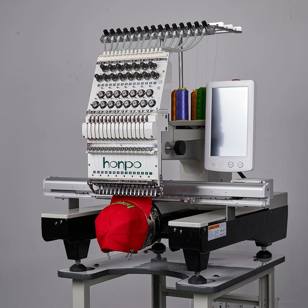HONPO Best Price 12/15 needle Multifunctional cap embroidery machine