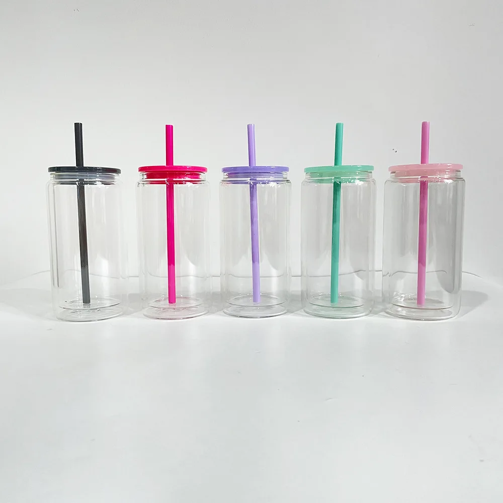 12oz Snow globe tumbler double wall skinny tumbler snowglobe cups DIY glass tumbler with lid and straw