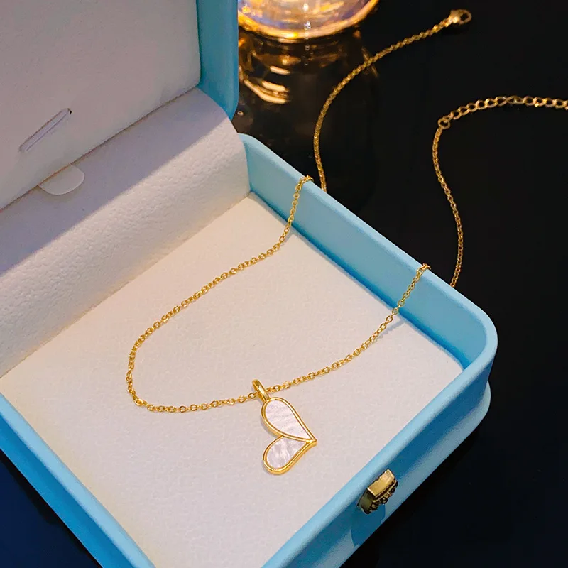 Women High Quality Gold Love With Diamond Jewelry 18k Gold Filled Plated Layered Chain Pendant Necklace