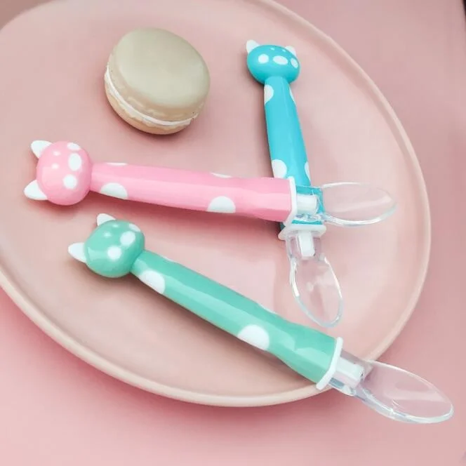 China supplier bpa free lovely pattern food grade safety eco-friendly baby silicone spoon