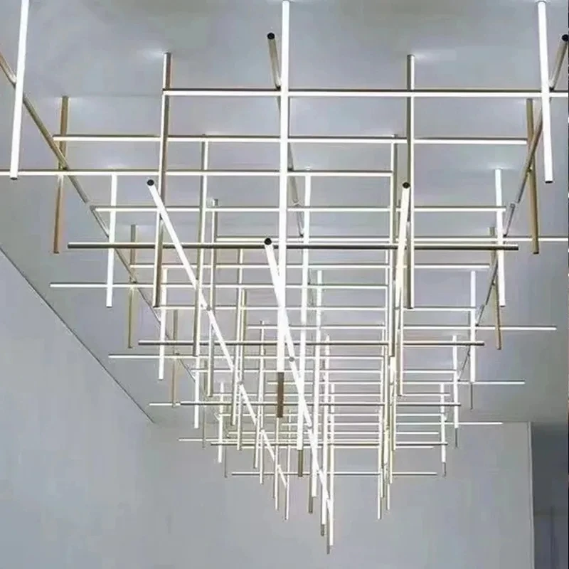 Italy Style Decoration Suspended Pendant Lamp For Hotel/Living Room Modern Linear LED Chandelier Light