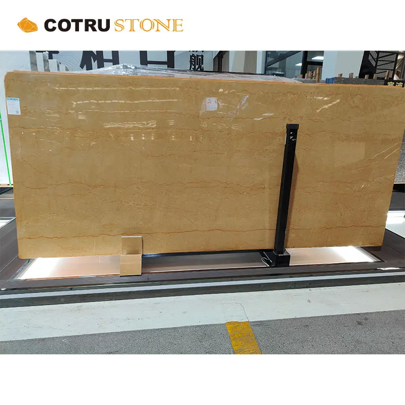 Emperor Gold marble dark yellow unreal color lines onyx quality polished stone slab indoor decoration component