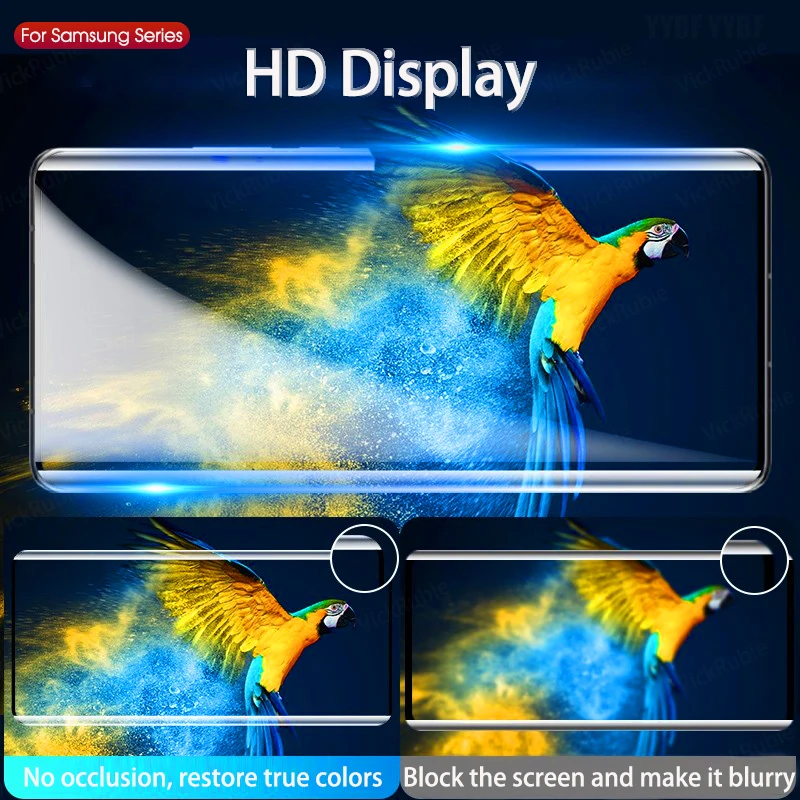 3d UV Liquid Full Glue Tempered Glass For Samsung S23 Ultra S22 + S21 S20 NOTE20 S10 Glue Screen Protector Fingerprint Support