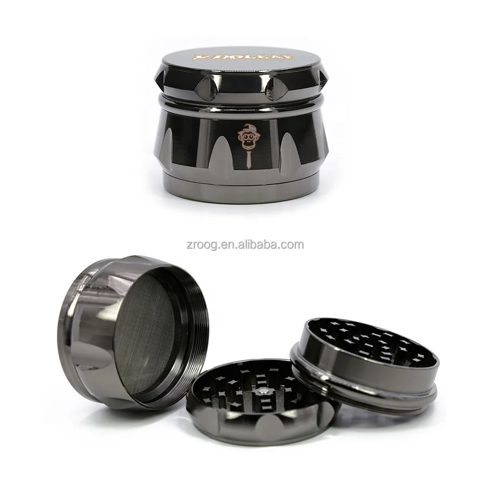 4 Piece Metal Dry Herbal Herb Leaves Spice Garlic Grinder Crusher Black