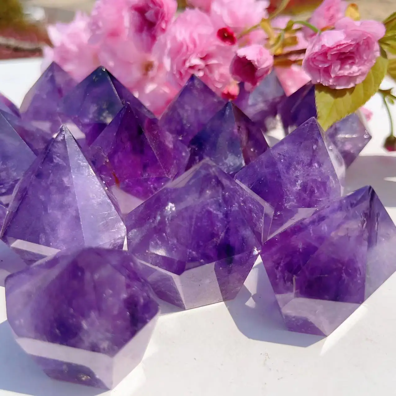 Natural Crystal Amethyst Point Crystal Quartz Tower Solar Powered/meditation/healing stones