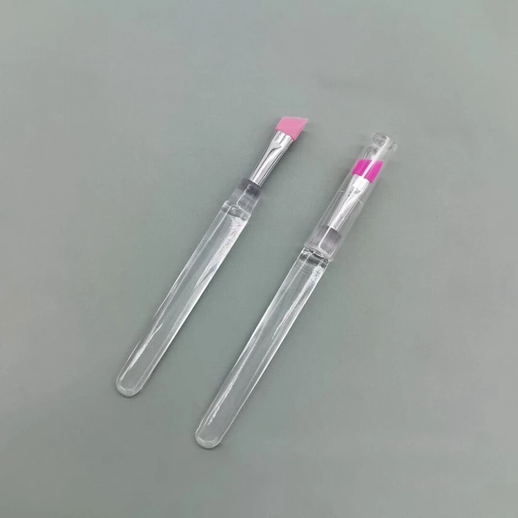 Small Size Color Tip Acrylic Angled Concealer Eyebrow Dryer Brushes Brow Make Up Cosmetic Brush With Guards Protectors Plastic