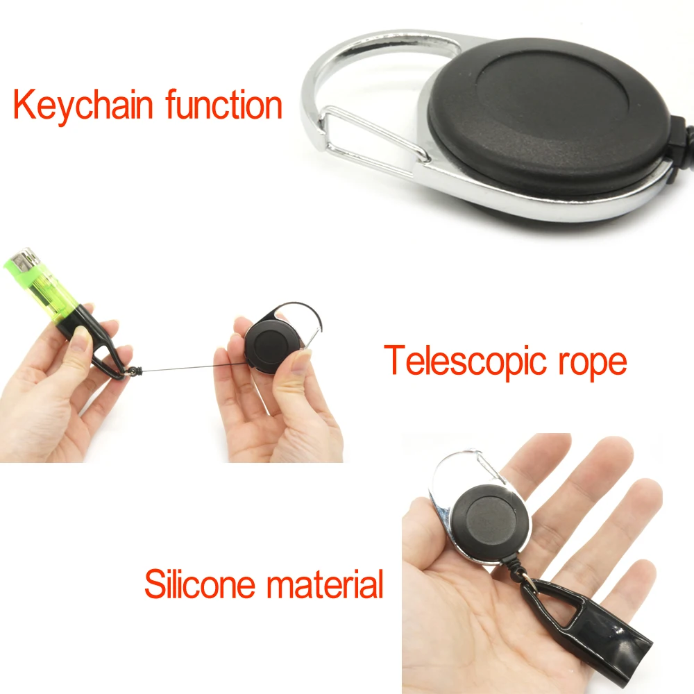 Wholesale Retractable Pull Reel Keychain Lighter Holder Sleeve Clip Smoking Accessories
