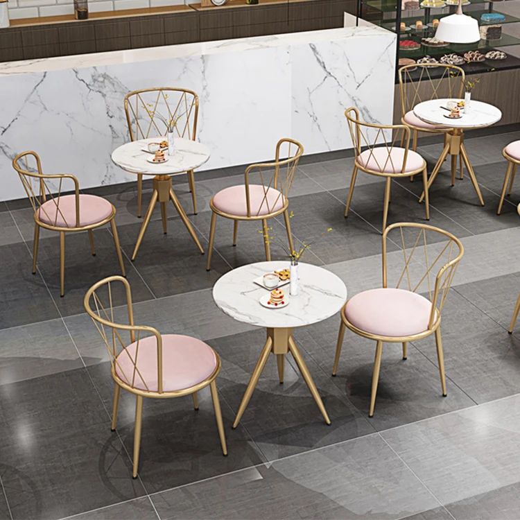 
Tea Shop Table And Chair Combination Snack Fast Food Cafe Table And Chair Modern Simple Web Celebrity Hamburger Commercial Booth 