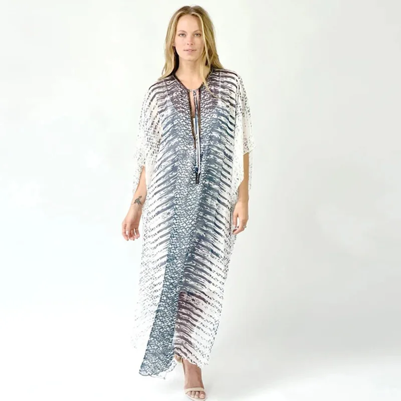 Wholesale Floral Printed Beach Cover Ups Suits Comfortable Beachwear Ladies Blouses And Tops  Dubai Arabic Evening Dresses