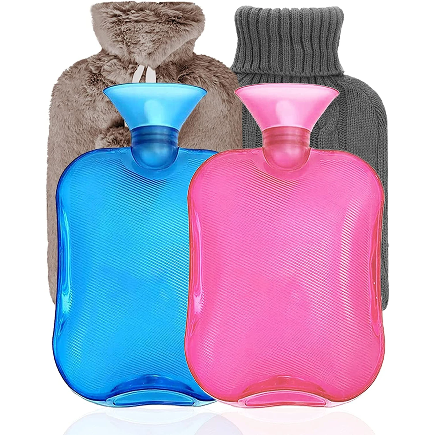 Bpa Free Food Grade Silicone Small Lucency Hot Water Bottle Bag Pain Relief Holiday Gifts Soft Mini Hot Water Bottle with Cover