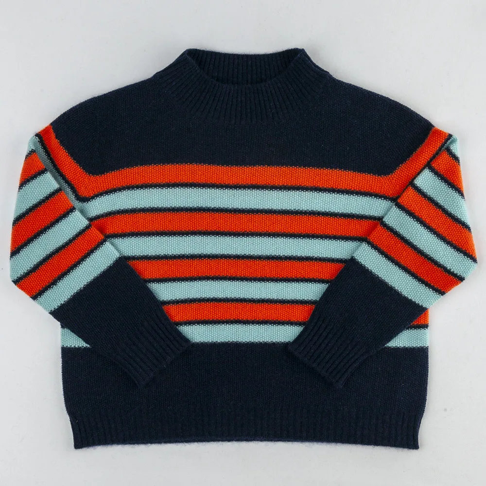 2024 New Style Fashion toddler baby Boy Warm knitted Sweaters Kids Striped Knitwear