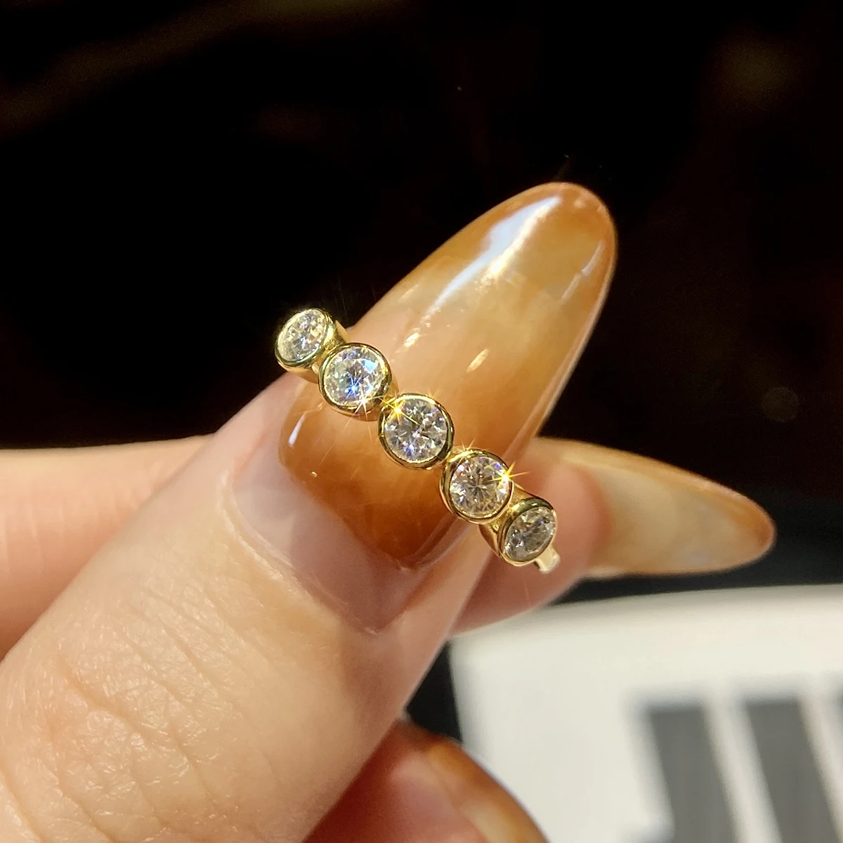 High quality Gra moissanite Round five diamond ring with edge 925 sterling silver  Women engagement luxury Jewelry