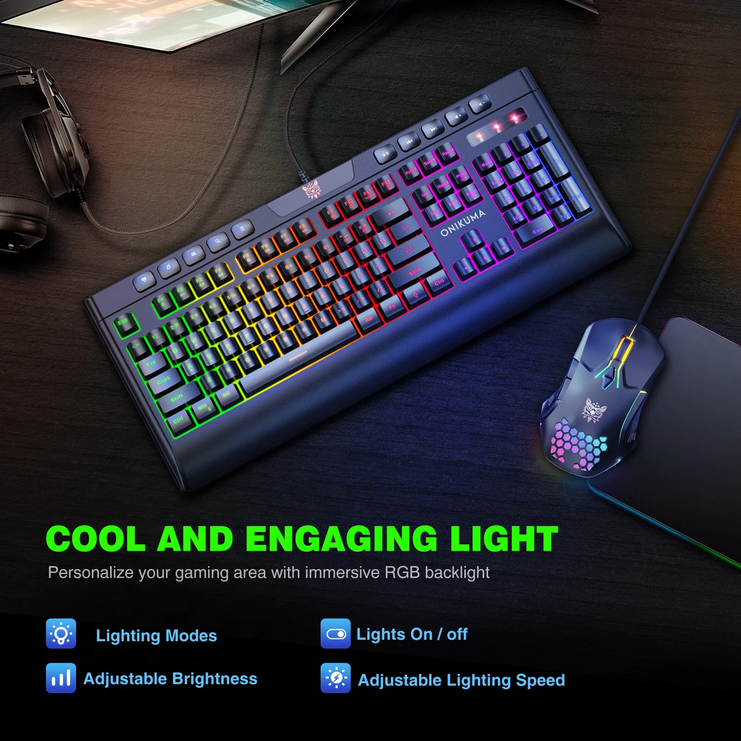 Механическая клавиатура Onikuma G21 + cw902 2021 Проводная RGB и мышь игровой