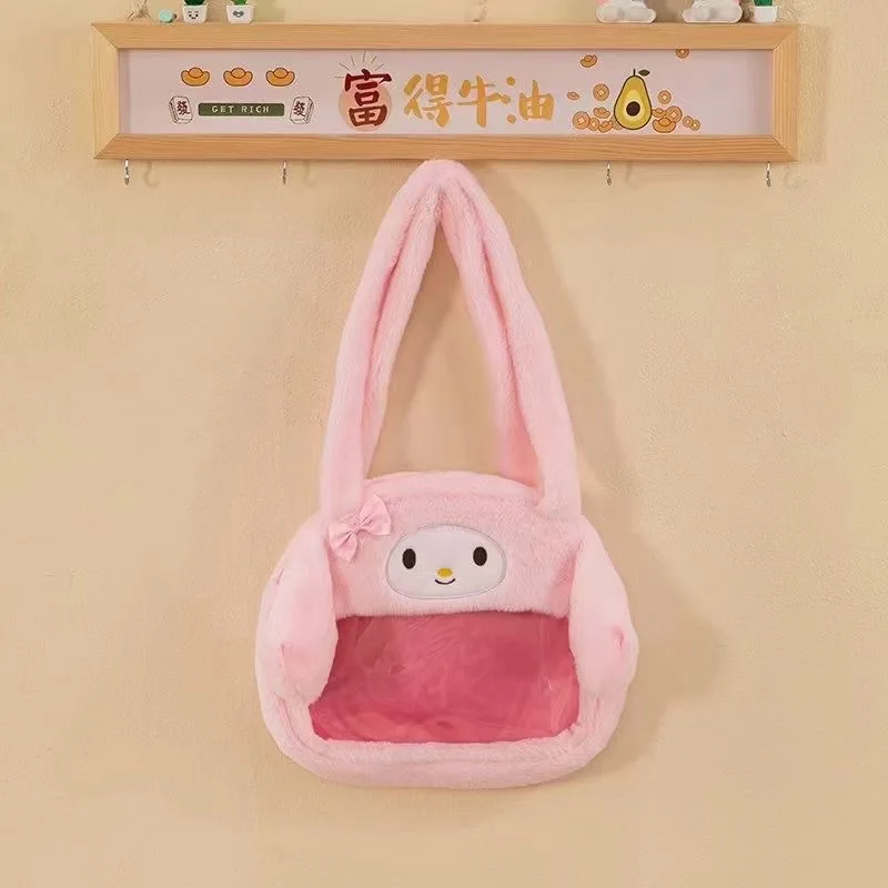 T580 Hi Kitten Strawberry Bear Bag Transparent Plush Bag White Dog Doll Large Capacity Perspective Storage Bag Gift