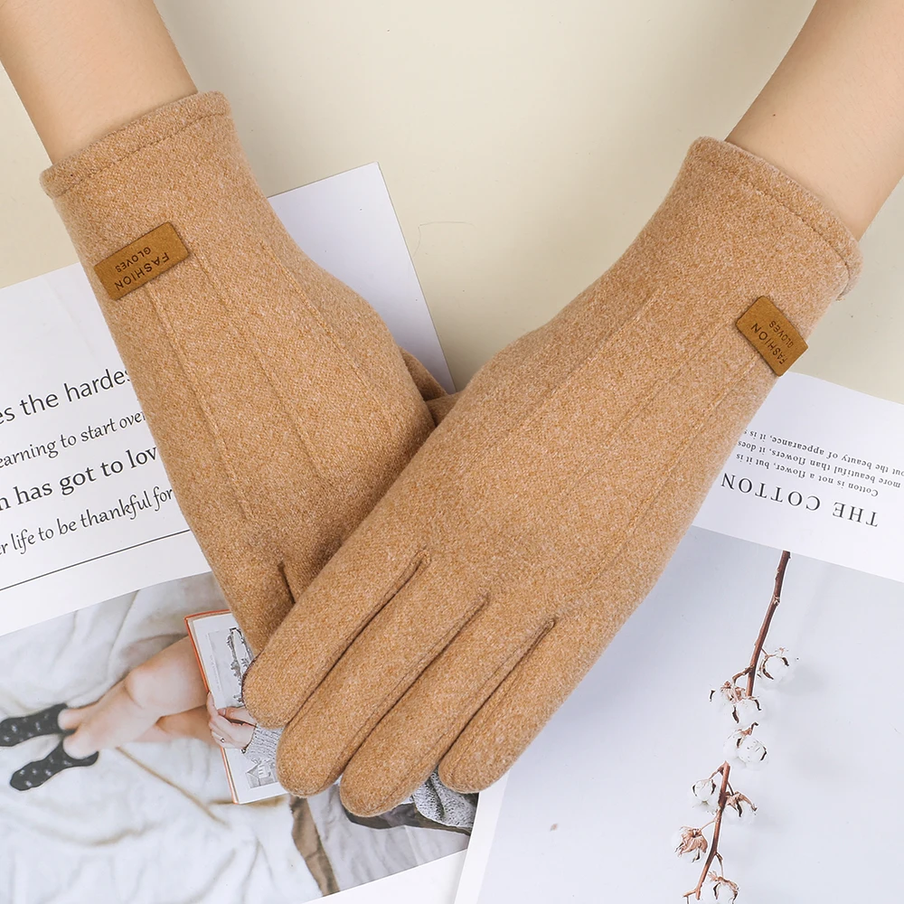 Autumn and winter rabbit velvet cute little bow warm touch screen gloves for ladies
