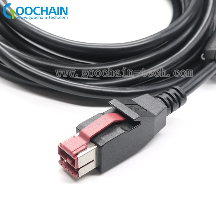 Hot Selling 24V powered USB Cable With Ferrite Core To DC 5.5*2.5 Connector Printer Cable for Printer POS Scanner