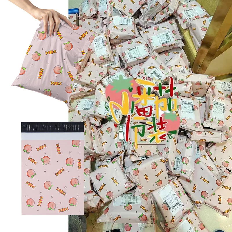 custom printed logo full pattern mailing bag mailer poly plastic courier envelope packaging shipping bag for clothing