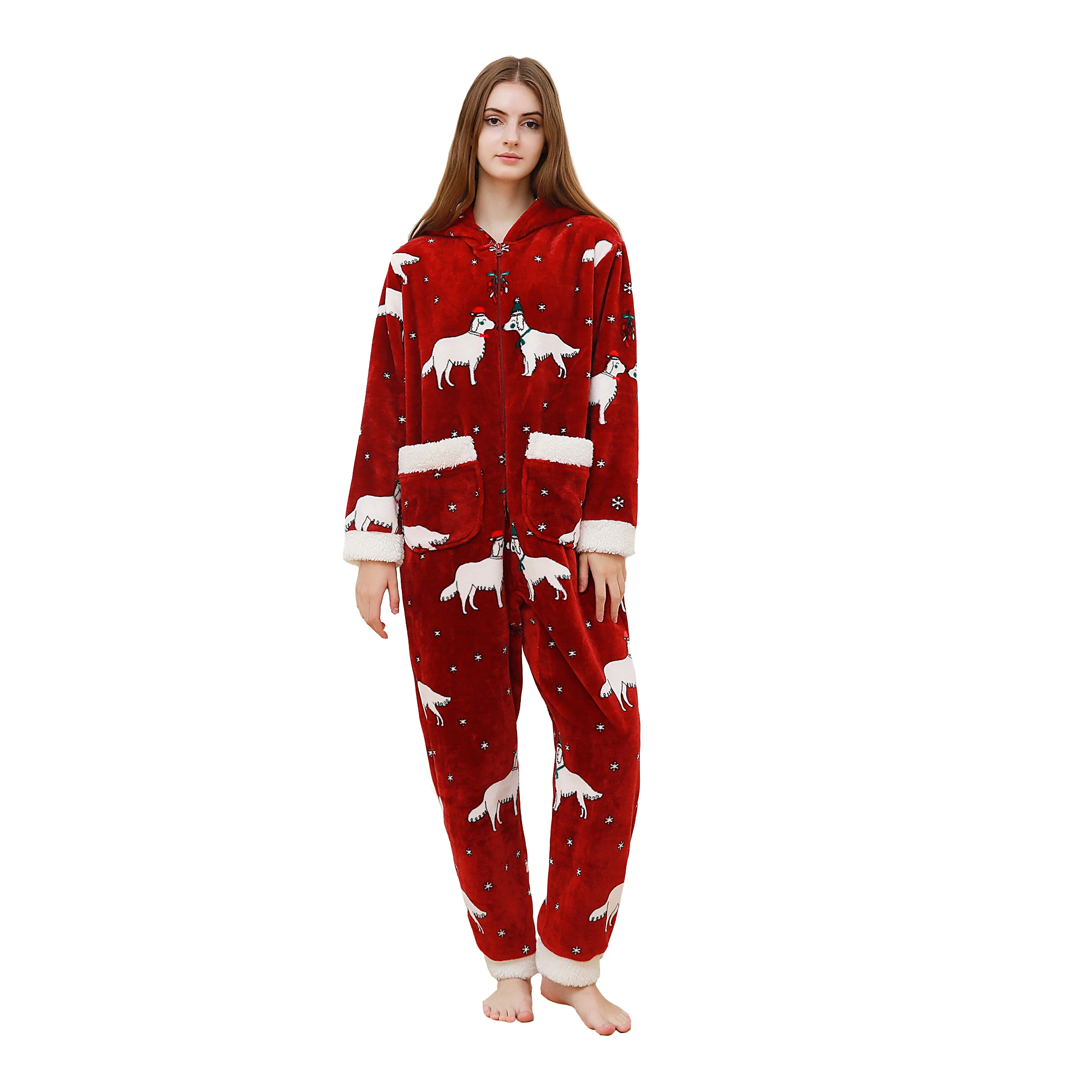 Ladies vintage Christmas cute pajama set, cozy and warm and cute woman dresses new