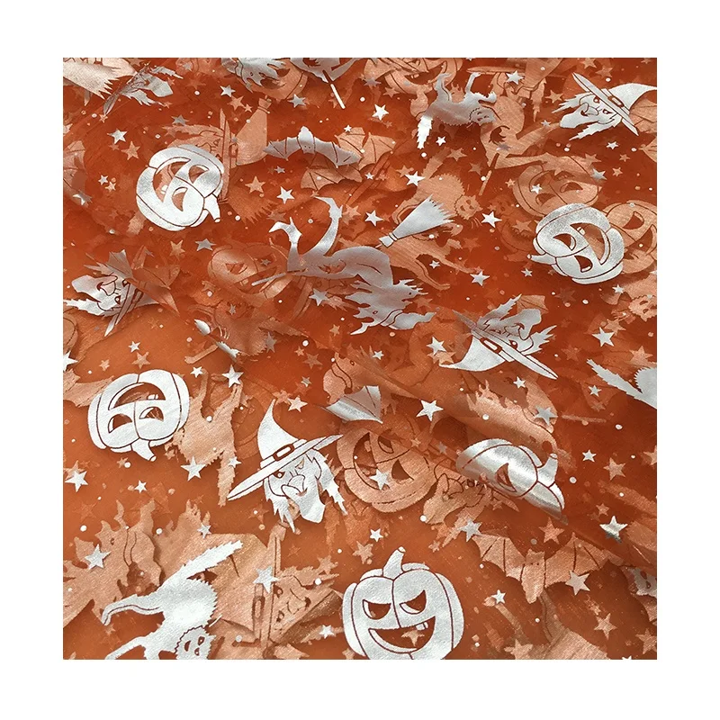 
Halloween Decoration Fabric Printed Organza Sheer Pattern Print Fabric Roll Creepy Tablecloth 