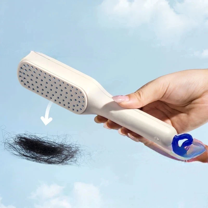 One Pull Massage Comb Self-Cleaning Anti-Static Massage Comb Retractable Hair Smoothing Massage Brush