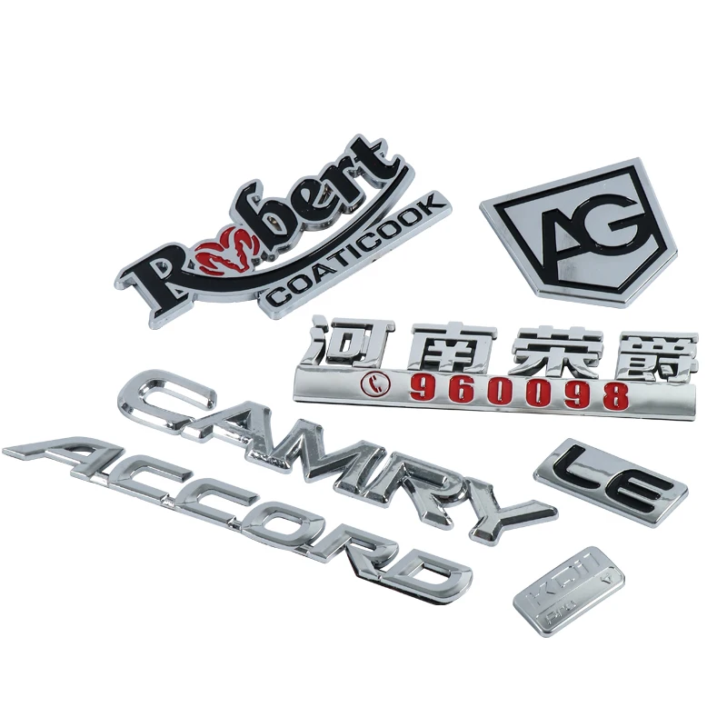 Professional Customized Electroplate Car Grill Emblem Badge Sticker Silver Chrome Car Badge Emblem Letters For Car Body