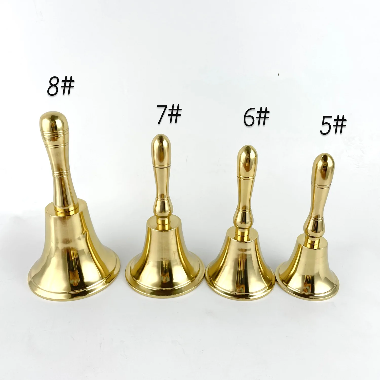 Pure brass gold call bell Santa Claus metal iron bell hand crank Christmas bell 4 inches 4.5 inches 6.5 inches multiple sizes