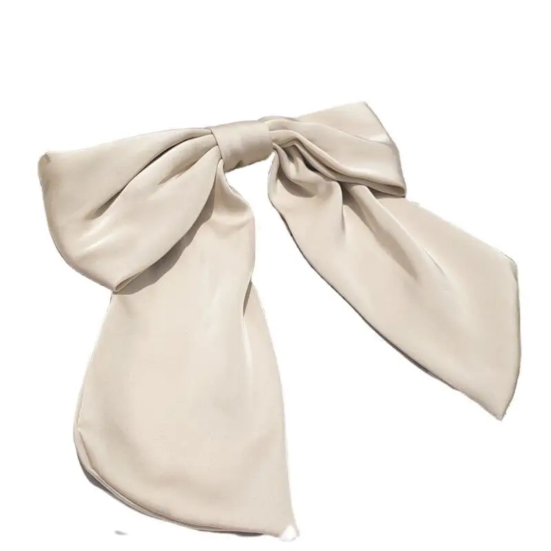 Vintage Big Large Bow Hair Clip Wedding Long Ribbon Korean Bow Spring Clip Hairpins For Women Girls