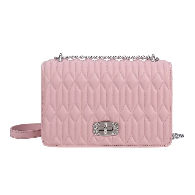 Wholesale Lady Style Soft PU leather Cross body Square Shoulder Bag Clutch Purse with Rhinestone Decoration in Handle