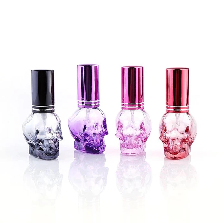 skull perfume bottle glass oil empty bottle gold perfume glass bottle 8ml