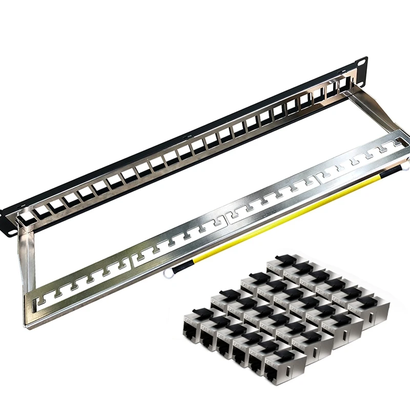 24 порта с CAT7 щит-кабелем RJ45 Keystone Jack STP патч-панель сетевые стеллажи шкафы 1U Lan кабельная