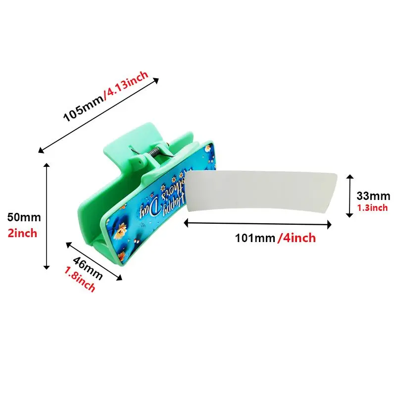 Qualisub Personalized Plastic hair clips Blank Sublimation hair Claw Aluminum sheet for print Adults and Kids Hair Clips