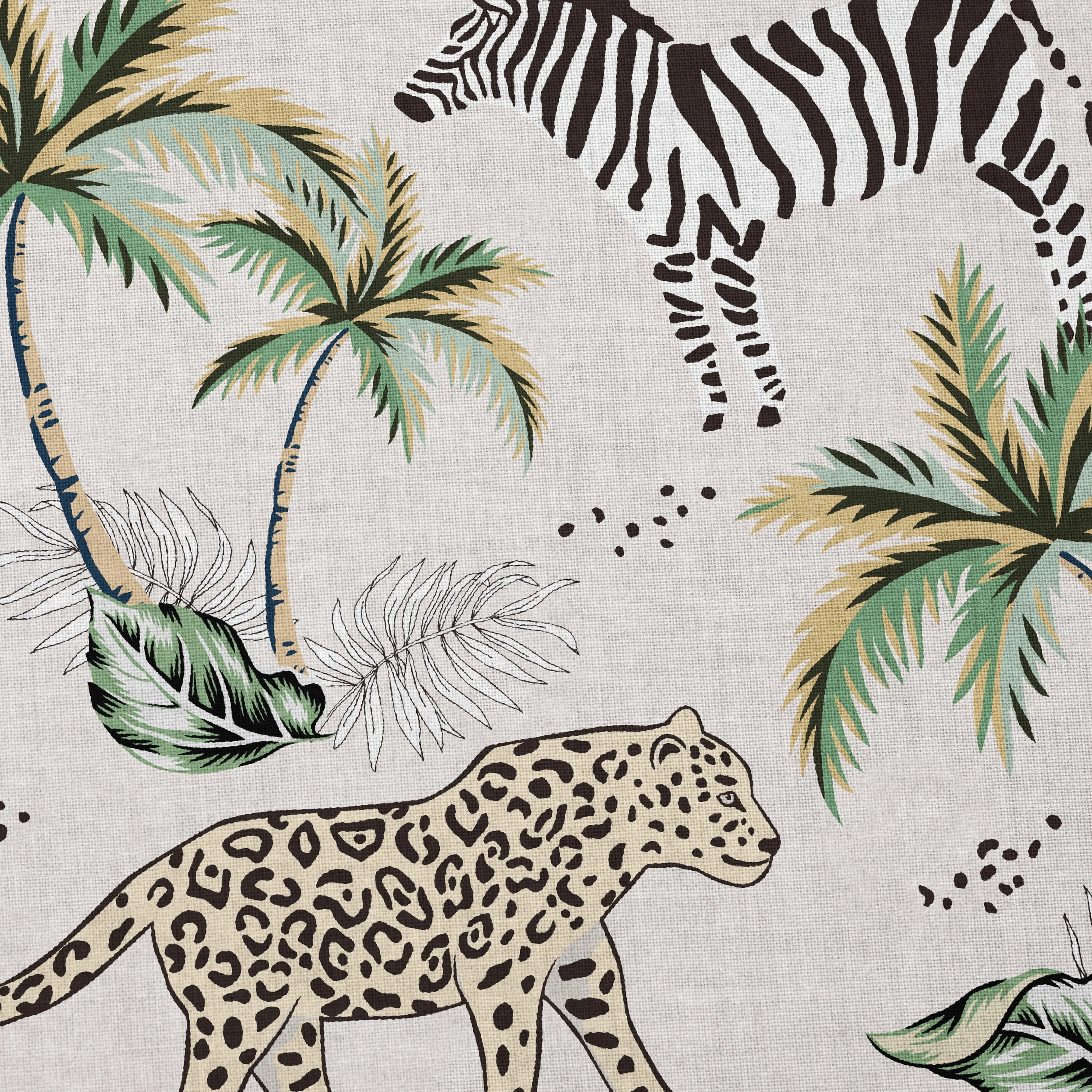 100% Cotton Tropical Design Coconut Palm Tree Leopard Digital Print Cotton Animal Print Fabric