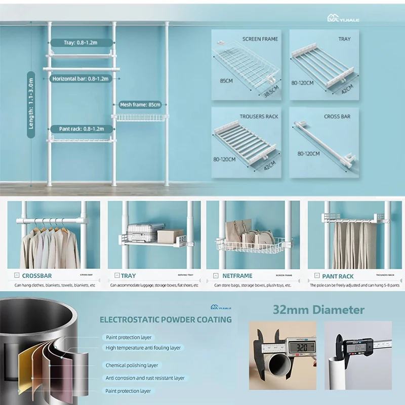 Yijiale Armoire Wardrobe Closet Cabinet Portable Wardrobe Clothes Storage Wardrobe Shelving System