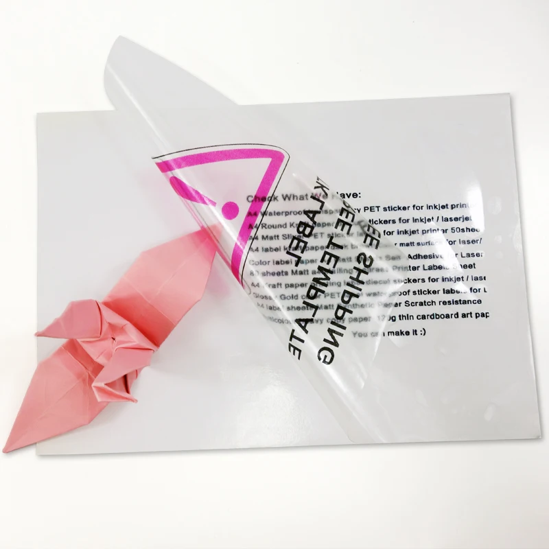Manufacture Transparent Printing Paper Colorful Adhesive Blank White Glossy Inkjet Pvc Vinyl Paper A4 Sticker Label