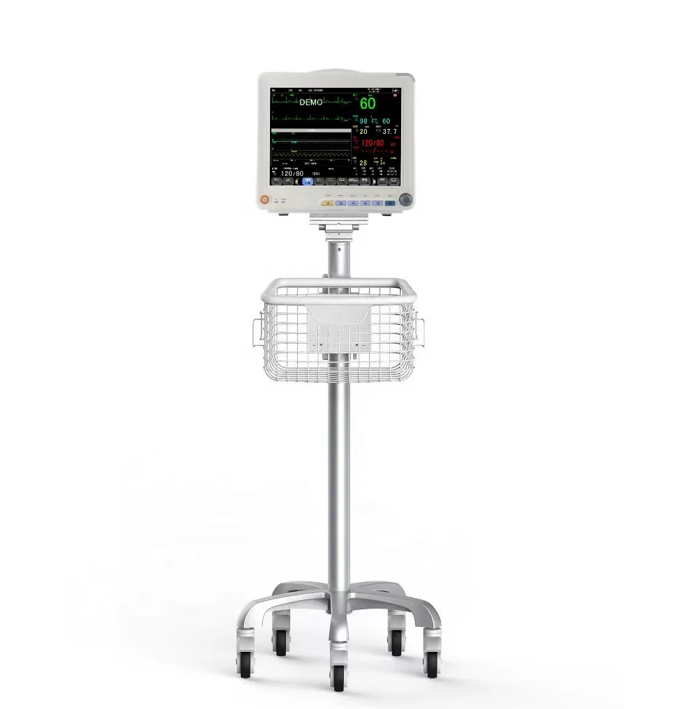 Good Quality Monitor Stand Stainless Steel Medical Instrument Patient Monitor Trolley For Hospital