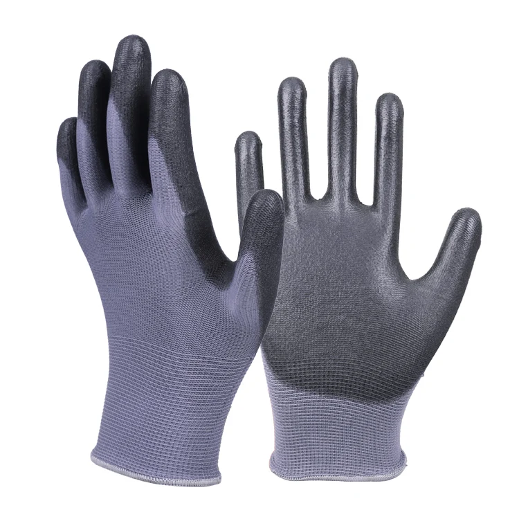 XINGYU black pu polyester shell black pu coating on palm gloves safety work gloves