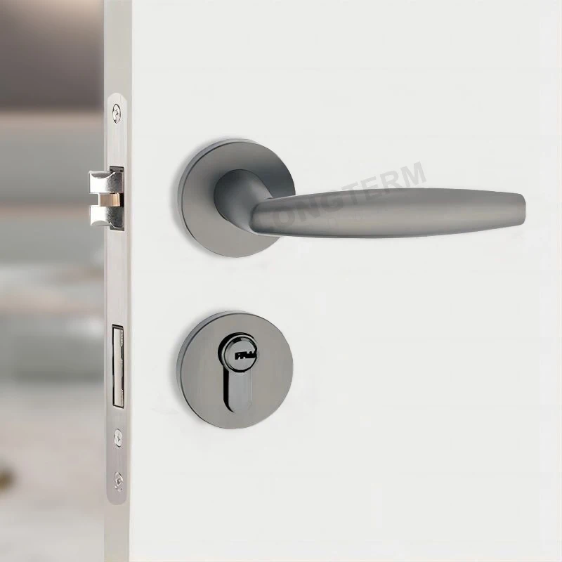 Factory Zinc Alloy Golden Black Interior Door Handles Lever Lock Modern Luxury Handle Door Lock Set for Wooden Doors