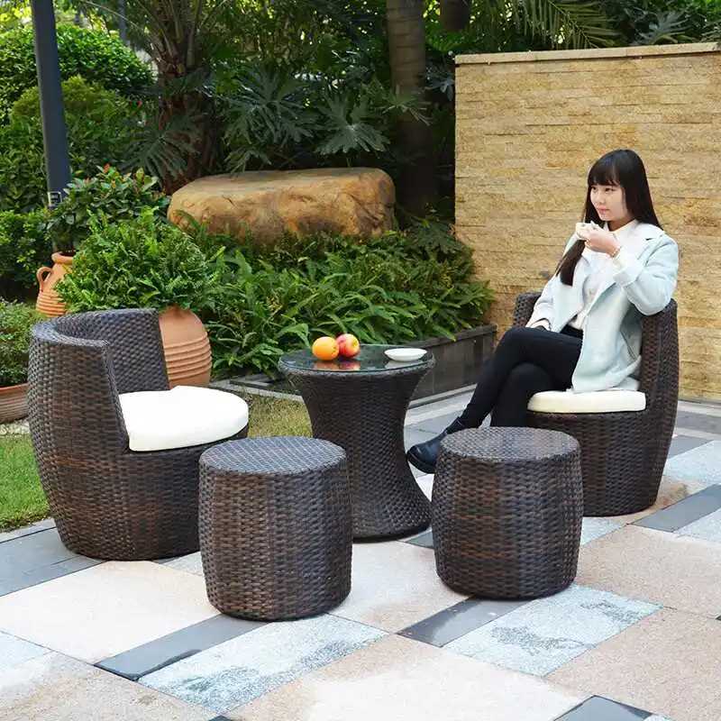 Hot sale Factory Direct Supply Egg Table Chair Sofa  Deep Seating rattan Furniture Outdoor 3 Pieces Conversation Bistro Sets
