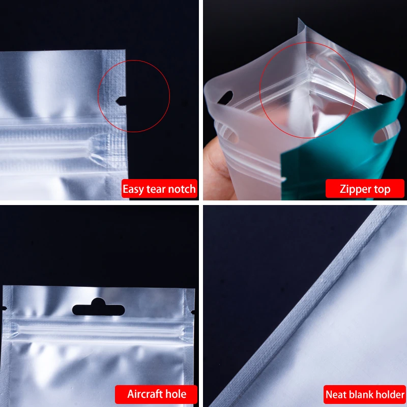Food Storage Matte Foil Airtight Bags Flat Heat Seal Lock Resealable Plastic Candy Packaging Pouch
