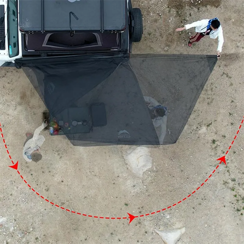 Wild Land Alu Outdoor Vehicle Tent Waterproof Sun Shelter Car Side Big Room Awning for Off-Road Camping for SUV Roof Rack