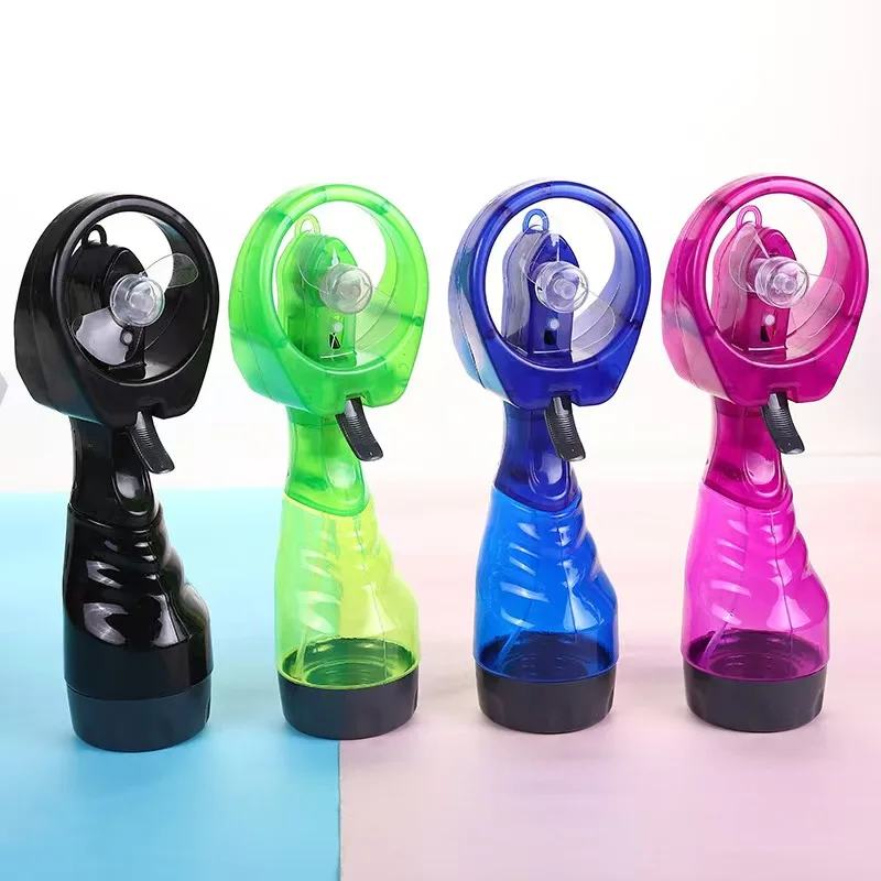 Battery Powered Summer Outdoor Travel Hand Held Standing Mini Portable Water Mist Spray Bottle Cooling Fan with Water Tank