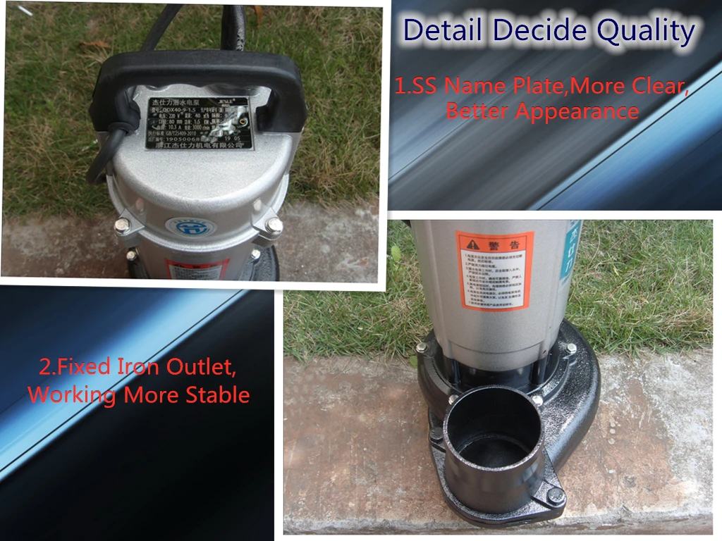 3INCH Outlet 1.1KW 1.5HP QDX Aluminium Impeller 8M Cable Well Water Lift Submersible Drainage Water Pump