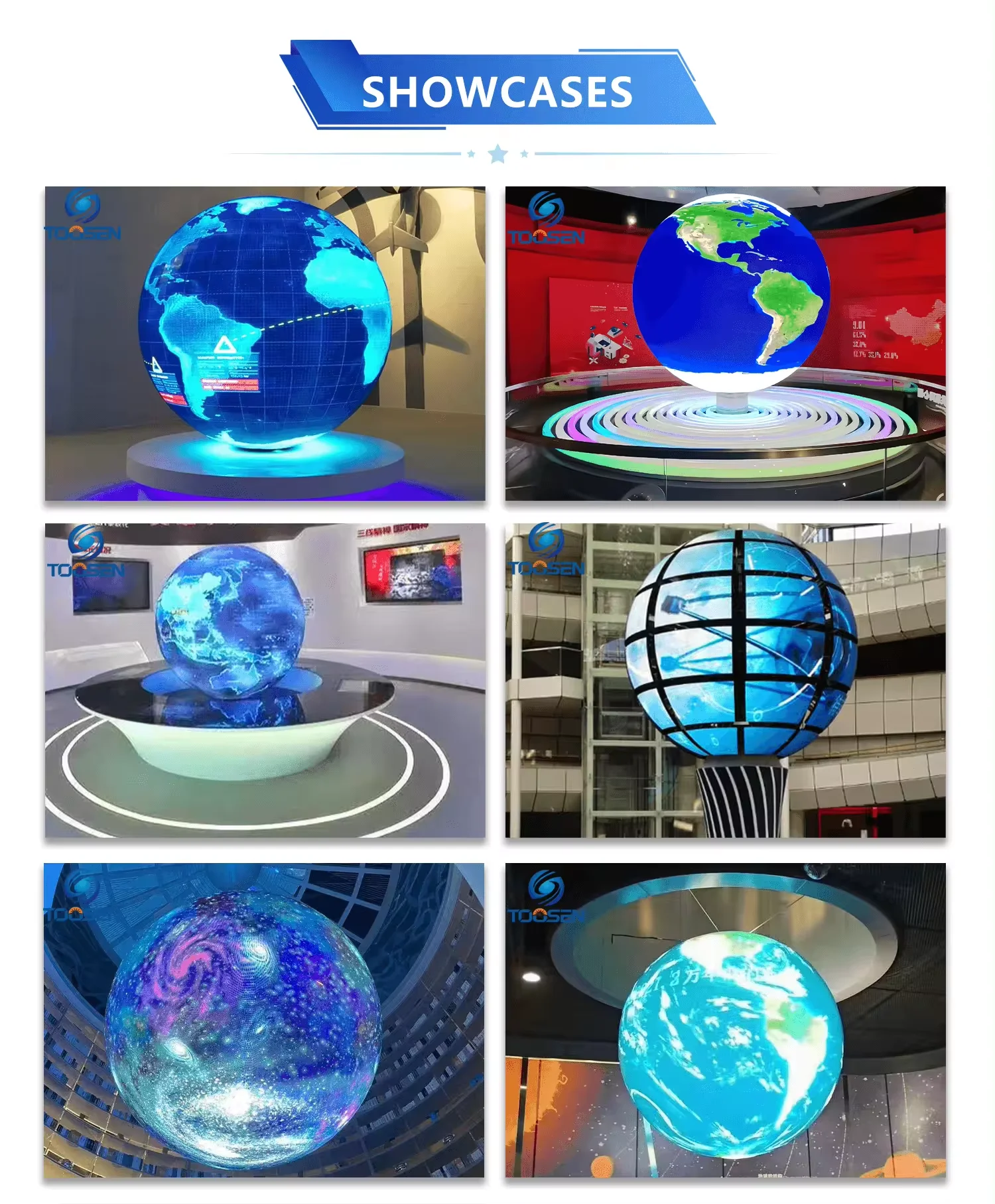 Toosen Factory OEM ODM Spherical LED Video Screen Globe Full Color Indoor and Outdoor P5 P6 P8 P10 Sphere LED Wall Ball Display