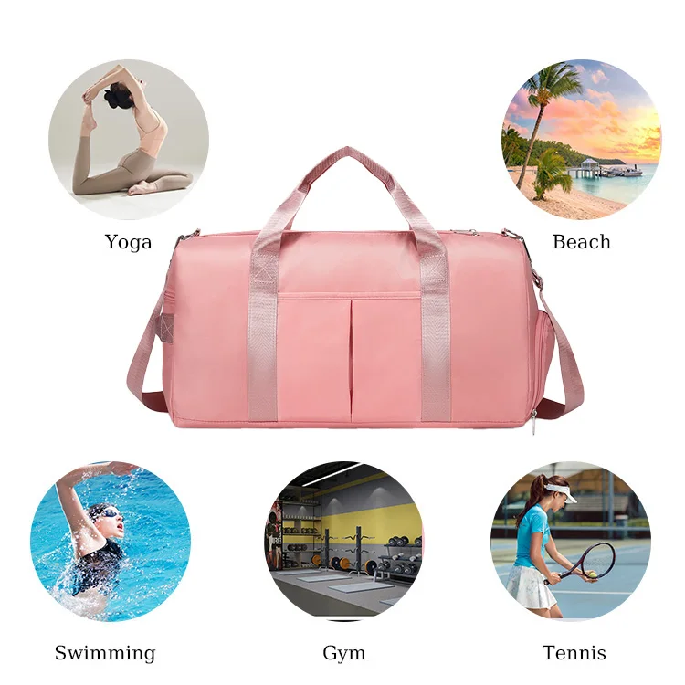 2025 Large Capacity Spend the Night Pink Sport Weekend Bags Training Yoga Bag Waterproof Durable Gym for Women