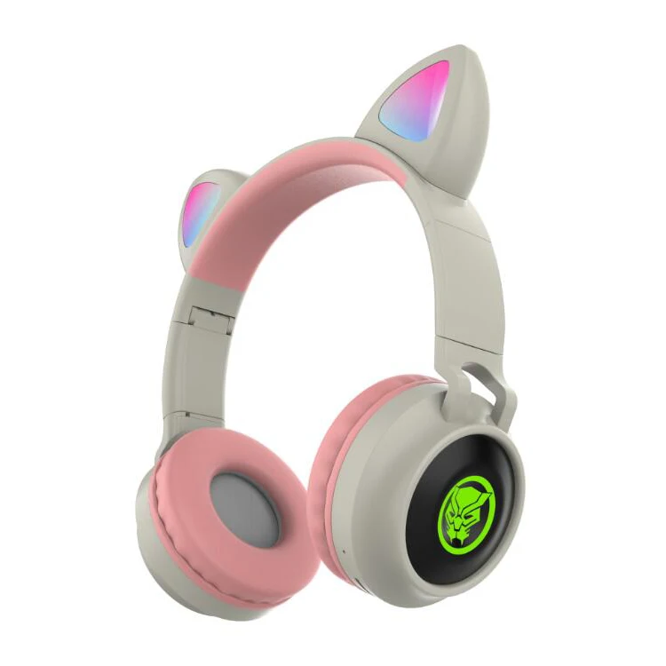 Factory Hot Sales LED Cat Ears Headset Gaming Cute Style Live Noise Cancelling Wireless Headset Earphones