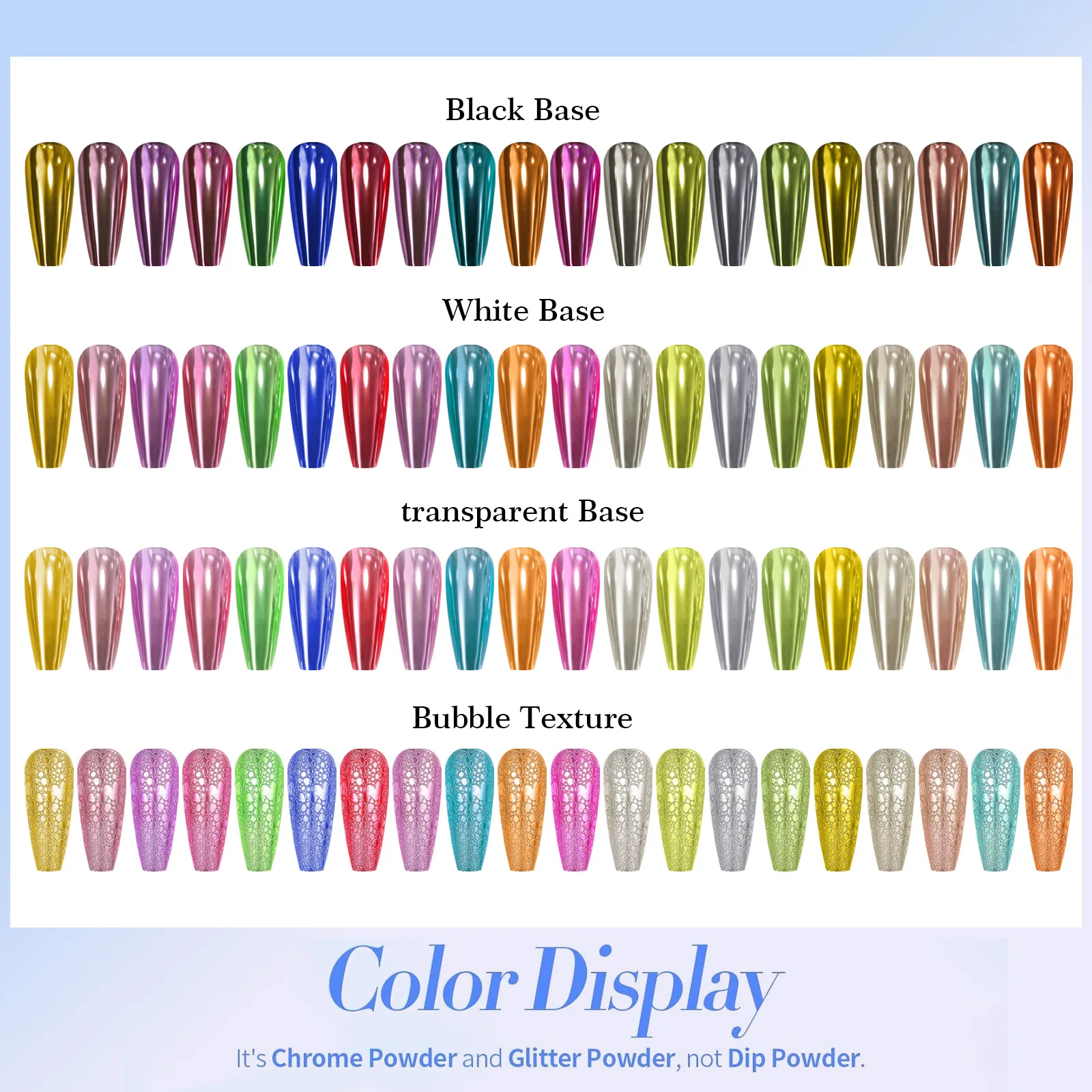 Professional Crystal Nail acrylic kit rainbow Pigment full set nail chameleon chrome Art Solid Mirror Effect pigment powder