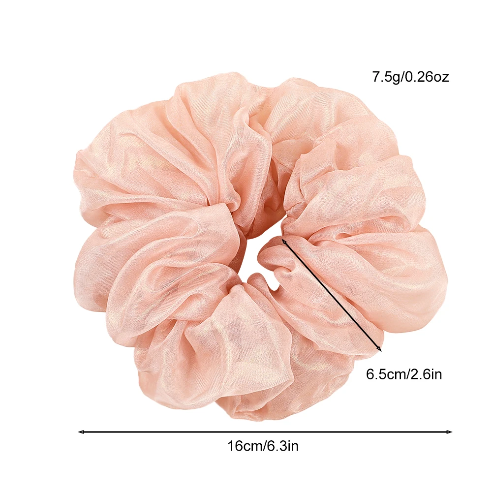 Hot Sale Extra Large Organza Hair Ties 16cm Oversized Solid Color Glitter Organza Scrunchies For Women