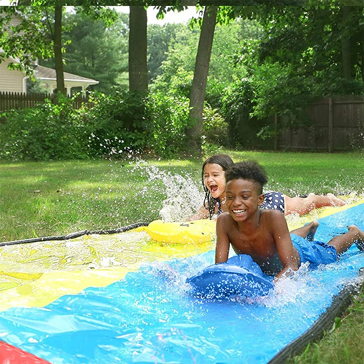 
Double Water Slide Inflatable Lawn Water Slip and Slide ummer Outdoor Water Toys Waterslide with Built in bilateral Sprinkler 